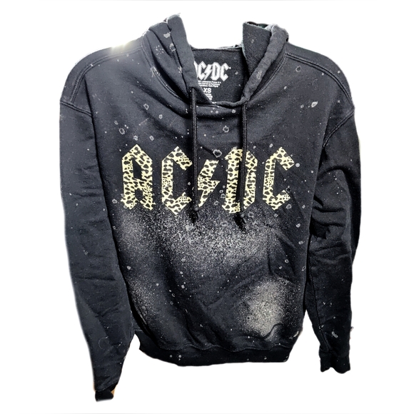 AC/DC Tops - Cropped ACDC Distressed Style Hoodie